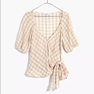 MADEWELL Sweetheart Wrap Top in Gingham Check